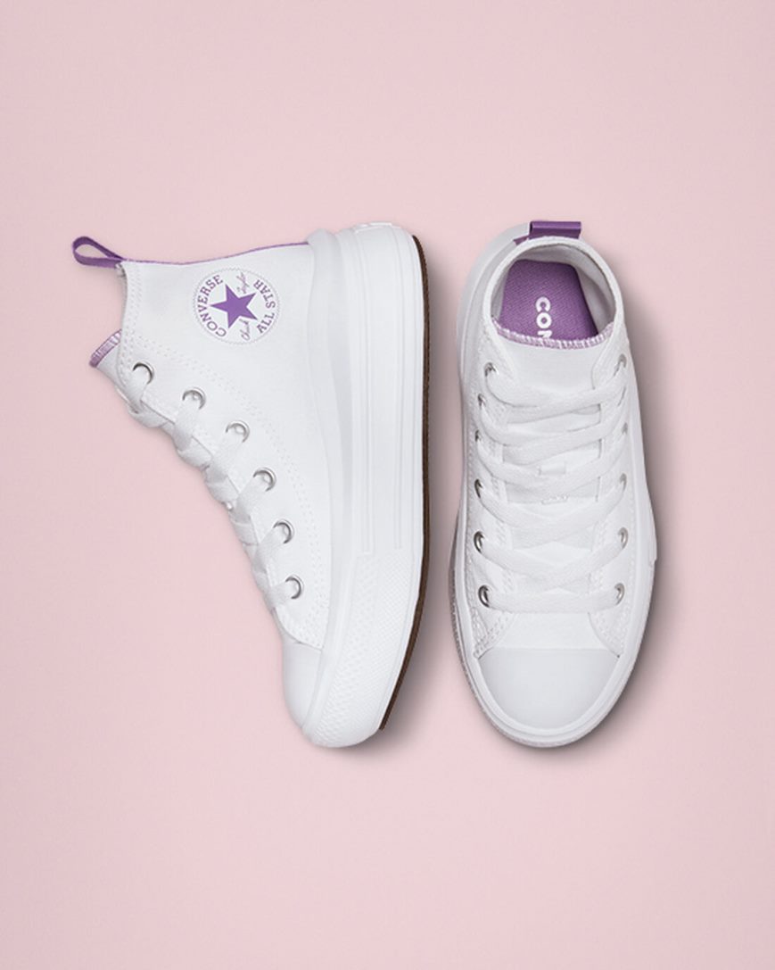 Girls' Converse Chuck Taylor All Star Move High Top Platform Shoes White / Purple / White | AU 38451Q